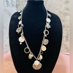 Chico’s Silver-toned Seashell Nautical Themed Long Necklace